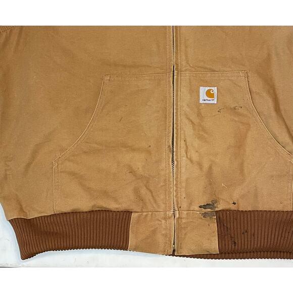 Carhartt J140 Duck Active Jacket XL Reg Distressed Workwear Flannel Lined Hoodie - Picture 9 of 12